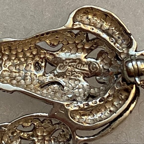 JEZLAINE BROOCH CAT MOUSE STERLING SILVER 925 PIN SIGNED 6.5 g - Picture 8 of 8